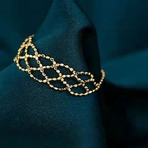 Xinfly Vente en gros Bijoux en or massif Au750, Bague chaîne de doigt réglable en or véritable 18 carats, motif dentelle, tendance et délicate, pour Femme et Fille - Product Image 3