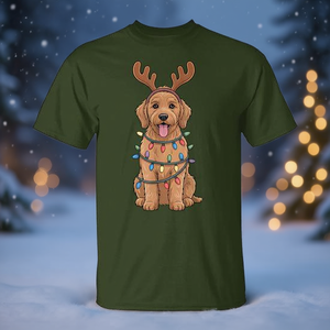 Goldendoodle Christmas Reindeer Lights Dog Lover <b>Xmas</b> <b>T</b>-<b>Shirt</b> - Product Image 3