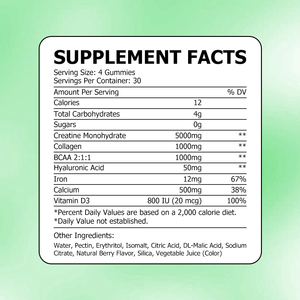 Factory Direct <b>Creatine</b> for women Gummies with Total Carbohydrates Supports Lean Muscle Elasticity Faster Recovery Gummies - Product Image 2