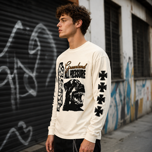 T-shirt Vintage da Uomo a Maniche Lunghe 100% Cotone con Grafica Digitale <span class=keywords><strong>Pitbull</strong></span> Cross, Magliette Personalizzate OEM a Maniche Lunghe - Product Image 2