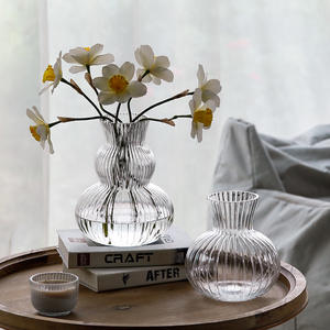 Jarrón de Vidrio a Rayas Creativo, Jarrón Moderno para Flores Hidropónicas de Mesa para el Hogar - Product Image 3