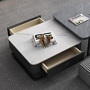 Offerte Scontate Tavolino <span class=keywords><strong>da</strong></span> Caffè Moderno Minimalista Componibile con Base in Acciaio al Carbonio per Soggiorno con Vano Portaoggetti - Product Image 3