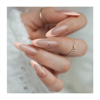 Ongles longs et tranchants à couverture complète en forme d'amande, imprimés à la machine, art argenté, faciles à porter, détachables, à poser sur les ongles