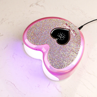 Lampe à Ongles LED UV en Forme de Coeur 96W avec Strass, Séchoir à Gel, Manucure, Professionnel, Nail Art