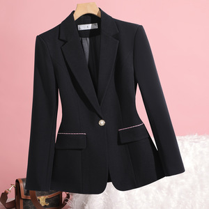 White Fitted Blazer For Women With Padded Shoulders Waist Cinching Professional Versatile Spring Autumn Wear - Product Image 2