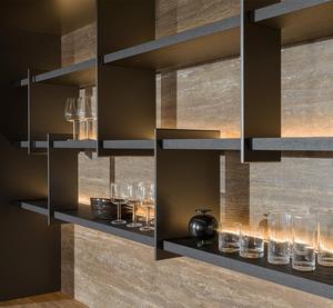 Porta dell'armadio in acciaio inossidabile lucida moderna parete modulare costruita in armadi da cucina progetta set di mobili da cucina in legno massiccio - Product Image 5