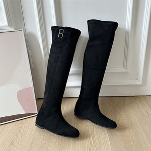 Bottes cuissardes pour femme, nouvelle mode hiver, bottes pointues mi-hautes avec fermeture éclair latérale, bottes pantalon à la hanche - Product Image 4