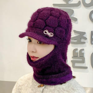 Écharpe chaude doublée de laine polaire d'hiver pour <span class=keywords><strong>femme</strong></span> <span class=keywords><strong>et</strong></span> <span class=keywords><strong>bonnet</strong></span> tricoté cagoule épaissie assortie pour les mères d'âge moyen <span class=keywords><strong>et</strong></span> âgées - Product Image 4