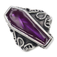 Anillos de resina de ataúd Zombie de acero inoxidable serie calavera Vintage para hombres y mujeres