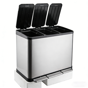 <span class=keywords><strong>Poubelle</strong></span> rectangulaire en acier inoxydable trois-en-un pour salle de bain et cuisine, <span class=keywords><strong>poubelle</strong></span> de rangement à pédale pour espaces compacts - Product Image 3