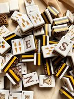 Magnifique ensemble de mahjong pliable de luxe à imprimé léopard, fabriqué en acrylique 4 couches, idéal pour le jeu en intérieur et les cadeaux