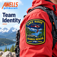 Écusson brodé personnalisé pour équipe médicale de recherche et de sauvetage, pour uniformes, vestes, sacs et chapeaux de secours en montagne AWELLS