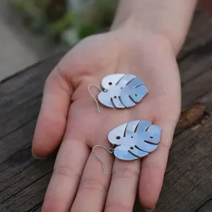 Pendientes de hojas de acero inoxidable, el poder de la vida, joyería natural, joyería de hojas, hermosos regalos de moda para ti - Product Image 3