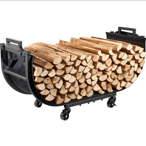 <span class=keywords><strong>Porte</strong></span>-bûches en acier forgé décoratif de qualité supérieure, robuste et durable, avec roues - Product Image 3