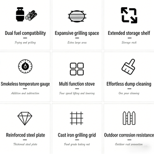 <span class=keywords><strong>Barbecue</strong></span> pliable à gaz et <span class=keywords><strong>charbon</strong></span> de bois à quatre brûleurs en <span class=keywords><strong>fonte</strong></span> avec fumoir latéral et finition enduite pour les rassemblements familiaux et les barbecues personnalisés - Product Image 6