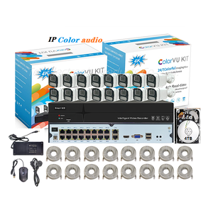 POEカメラキット16個H.265 4K NVR 4テラバイトメモリーマイク本体検査工場CCTVカメラモニタリングシステム - Product Image 1