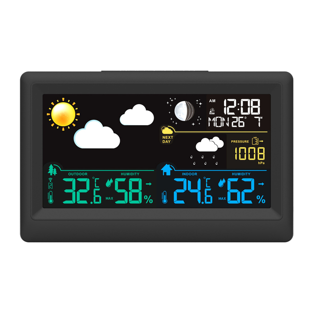 2024 New Professional Indoor and Outdoor Weather Station with Colorful Display