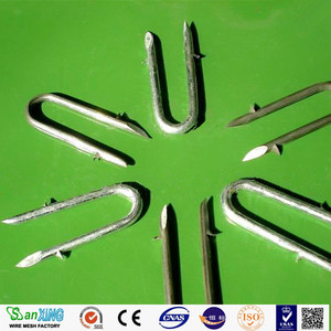 Clous en acier galvanisé de type U de 1 pouce à pointe acérée, zingués pour la fixation de clôtures en fil barbelé - Product Image 4