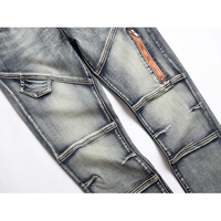 Celana Jeans Hip Hop Pria Terbaru 2026 Model Stonewashed, Jahitan Kombinasi Elastis, Celana Pendek Kasual Musim Panas Tipis Berkualitas, Bordir Rivet