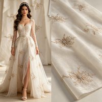 Tissu en mousseline de soie A090 abricot, motif corail brun, pour Hanfu et robes