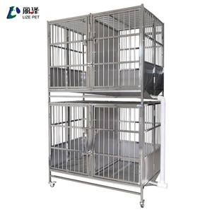 LIZE PET Gabbia <span class=keywords><strong>per</strong></span> <span class=keywords><strong>Cani</strong></span> Robusta in Acciaio Inox, Doppio Piano, 4 Porte, Pieghevole, con Drenaggio, <span class=keywords><strong>per</strong></span> Interni ed Esterni - Product Image 1