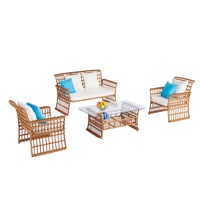 Vente en gros de chaises avec sièges cannés Ensemble de canapé de jardin en corde large Ensemble de canapé de jardin Corde de patio Rotin d'extérieur