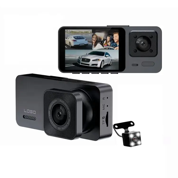 Relee New Dash Cam 3 in 1 1080P Inner Camera WiFi Option Night Vision Car DVR Triple Lens Car Black Box Camera