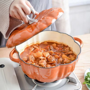 Casserole en émail en forme de citrouille pour soupes et ragoûts, pot à soupe multifonctionnel en émail pour la maison, compatible avec les plaques à induction - Product Image 4