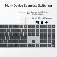 Teclado Inalámbrico Delgado OEM Nuevo con Teclas Completas, 2.4G BT 5.2, Modo Dual, USB, Aleación de Aluminio, Interruptor de Tijera para Computadora/Laptop/Tablet
