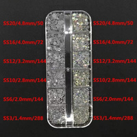 Gran oferta, diamantes de imitación de cristal con reverso plano de diamante redondo a granel, cristal para ropa, estilo motivo, prendas, zapatos, bolsas para uñas, decoración