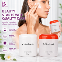 Pot d'emballage cosmétique 180g, flacon crème blanc avec bouchon coloré, contenant PP pour masque en poudre avec impression de logo