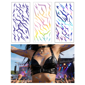 Adesivi per <span class=keywords><strong>Tatuaggi</strong></span> Temporanei Shinein, Effetto Olografico, Simboli Cyberpunk, Iridescenti, <span class=keywords><strong>Arcobaleno</strong></span>, per Cosplay e Makeup - Product Image 1