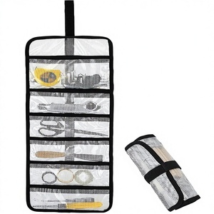 Petit sac de rangement en polyester avec 6 poches, idéal pour outils, mécanique, cuisine, art, croquis, voyage, poterie, bureau, 25x9x0.1cm - Product Image 1