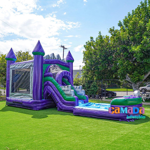 Thiết kế mới tối đêm phía trước loader Combo Inflatable Bouncer trượt nước Combo MOONWALK nhảy lâu đài với slide và hồ bơi - Product Image 2