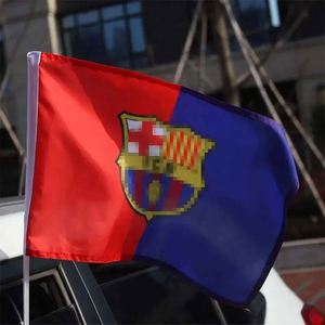 Custom Sublimation Printing Polyester Double Sided Sporty Style Folding Design Car Window <b>Flag</b> with Plastic Pole - Product Image 1