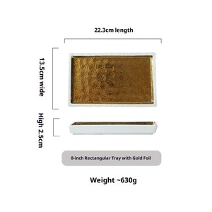 Plato de Porcelana China Ecológico Estilo Japonés, Chapado en Oro, para Pastel, Sushi, Bistec, Yakitori y Barbacoa - Product Image 5