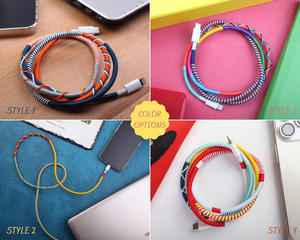 Câble de chargeur USB multicolore tressé à la main pour iPhone en option couleurs personnalisées cadeaux de nouveauté - Product Image 4