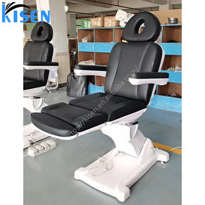 Kisen moderno salón de belleza muebles tela mesa de masaje 4 motores base eléctrica PU cuero facial Spa con rotación cama de pestañas - Product Image 2