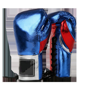 Guantes de Boxeo de Piel Personalizados, Guantes de Kickboxing con Cordones de 10 oz, Guantes para Entrenador de <span class=keywords><strong>Club</strong></span> - Product Image 1