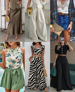 Offre Spéciale – Ensemble Deux Pièces Décontracté Femme : Crop Top Manches Bouffantes en Coton et Pantalon Taille Haute Ample - Product Image 1