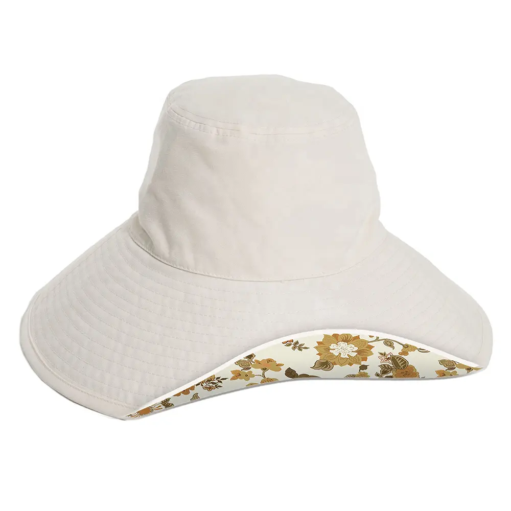 Wholesale Newly Bucket Hat Custom Printed And Premium Canvas Antique White Wide Brim Buckets Hat