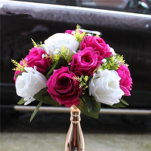Rosa Artificial de seda <span class=keywords><strong>para</strong></span> decoración de coche, Bola de flores de carretera <span class=keywords><strong>para</strong></span> boda, escaleras, suministros de boda, accesorios, venta al por mayor de fábrica - Product Image 4