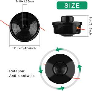 Tête de débroussailleuse universelle M10 X 1.25 Remplacement de la tête de bobine de débroussailleuse gauche avec <span class=keywords><strong>fil</strong></span> de ligne de débroussailleuse ronde de 1.6mm x 30m - Product Image 2
