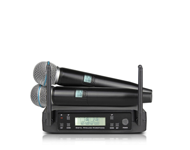 Professional Handheld Dynamic Wireless Microphone 2-Channel XLR Connector Metal Portable for Stage & Karaoke Use