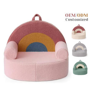 부드러운 테디 플러시 소재의 아동용 폼 소파 겸 유아 의자, 귀여운 아클렛 디자인의 유아 독서 의자 - Product Image 1