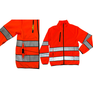 Veste en <span class=keywords><strong>polaire</strong></span> orange fluorescente, logo personnalisé rapide, vêtements de travail haute visibilité <span class=keywords><strong>avec</strong></span> bandes réfléchissantes de haute qualité - Product Image 4