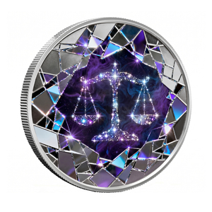 Moneta Commemorativa da 1oz in Rame Puro .999, Mosaico Artistico Galassia Stellata Costellazione Zodiacale Libra, 12 <span class=keywords><strong>Segni</strong></span>, Souvenir - Product Image 1