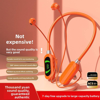Headset Nirkabel Neckband Custom Fit Laris Manis, Tampilan Daya Digital, Tahan Air, untuk Olahraga, Bahan PCABS
