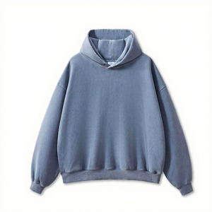 เสื้อฮู้ดโอเวอร์ไซส์แบบยูนิเซ็กซ์ สีพื้น ผ้าเฟรนช์เทอร์รี่ สวมใส่สบายๆ สำหรับฤดูใบไม้ร่วง ทรงปกติ ผ้าถักย้อมสีเรียบ - Product Image 3