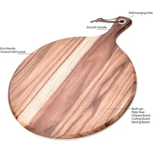 लकड़ी काट ब्लॉक पनीर बोर्ड के लिए घर के लिए रसोई पिज्जा बोर्ड अखरोट की लकड़ी काटने बोर्ड के साथ संभाल